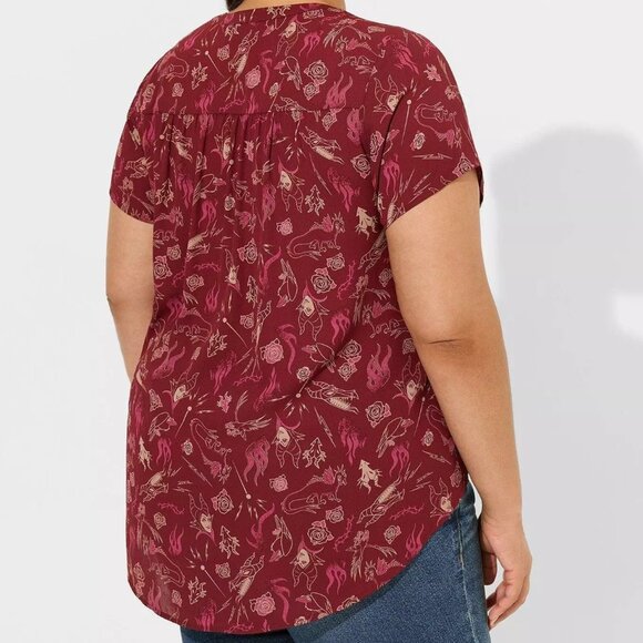 ❤️NWT VINTAGE TORRID DISNEY VILLAINS MALEFICENT GEORGETTE HIGH LOW BLOUSE PLUS - Picture 3 of 11